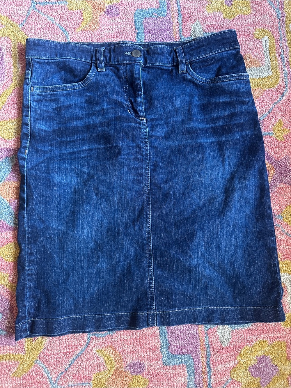 Eileen Fisher Classic Dark Blue Denim Skirt - Women Size 6